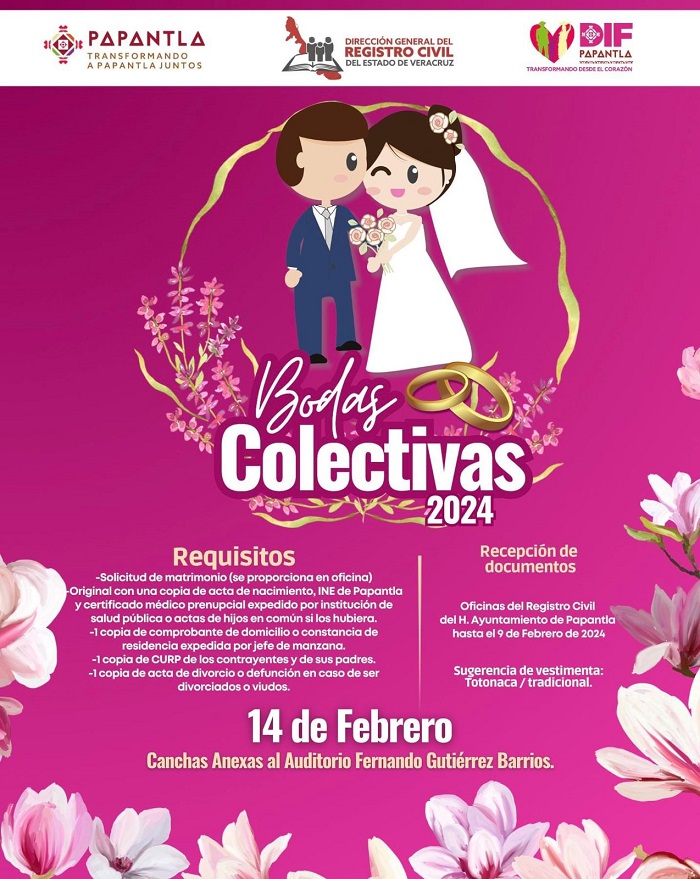 DIF Municipal  invita a las parejas a la campaña de  Bodas Colectivas 2024